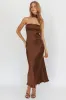 Damsel Reverse Halter Maxi Dress Satin Chocolate sold by Selfie Leslie
