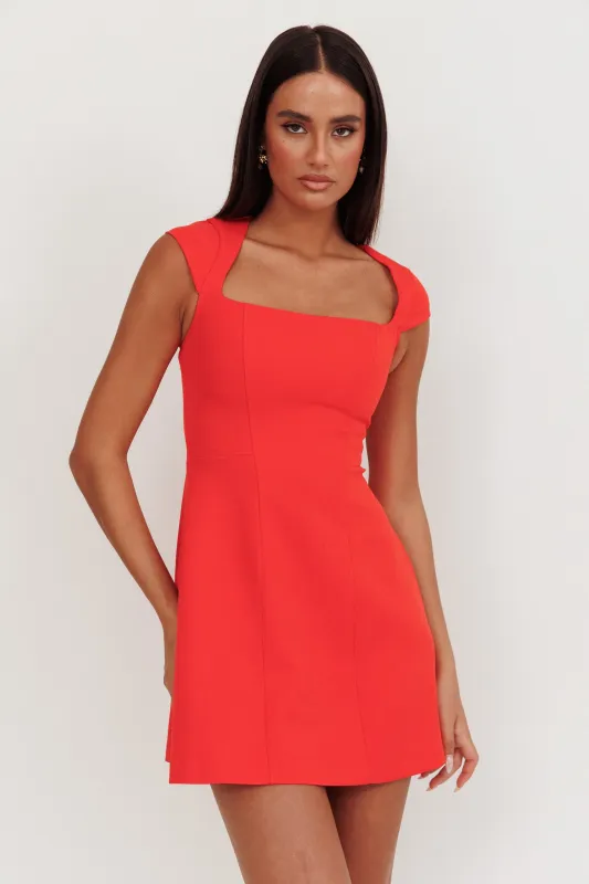 Opulent Cap Sleeve Mini Dress Red sold by Selfie Leslie