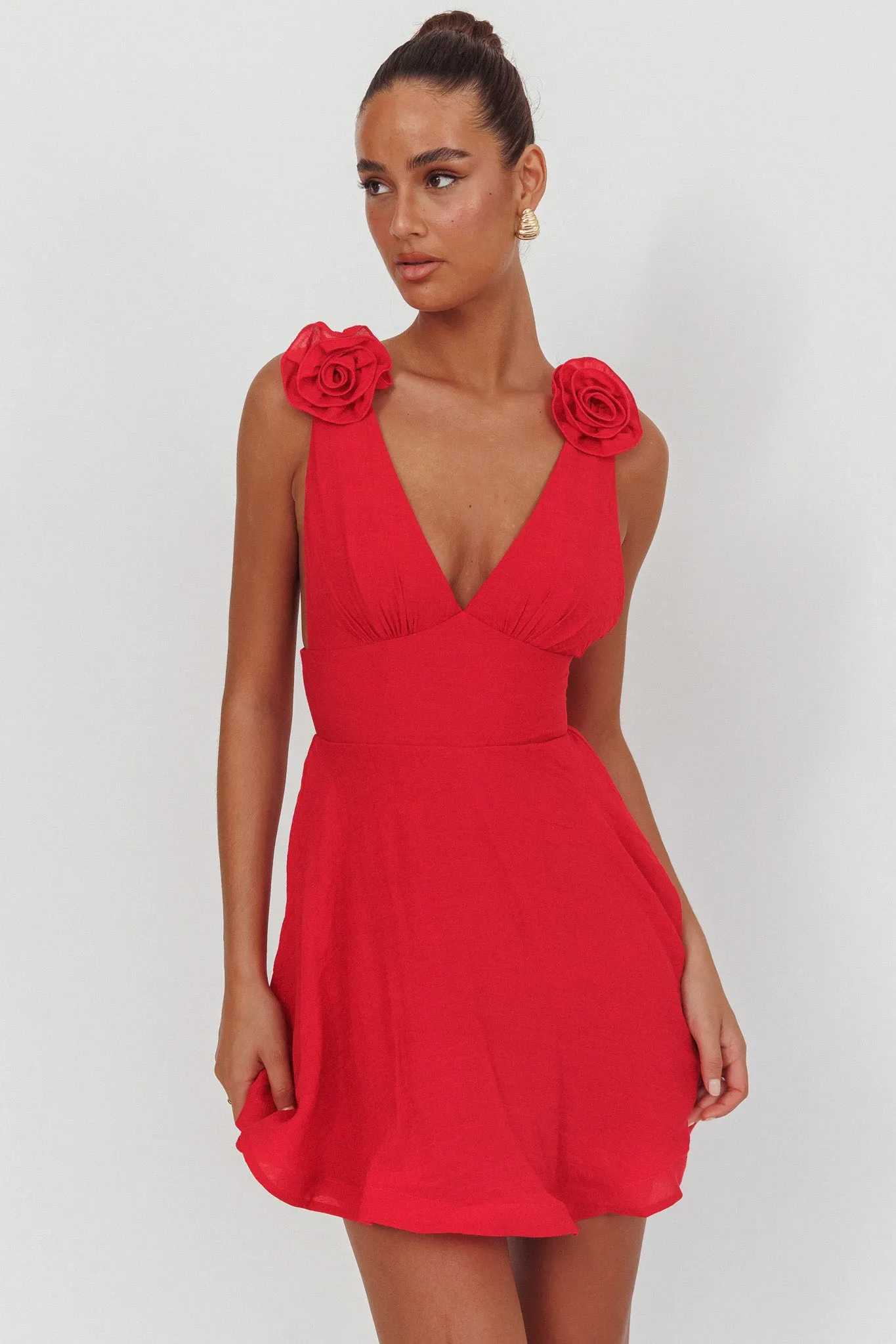 Kalinda Detachable Rose Mini Dress Red sold by Selfie Leslie product image thumbnail 5