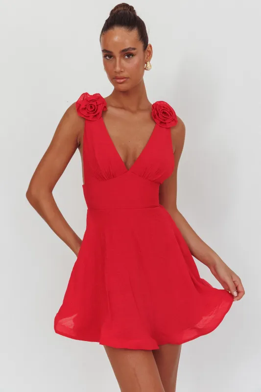 Kalinda Detachable Rose Mini Dress Red sold by Selfie Leslie