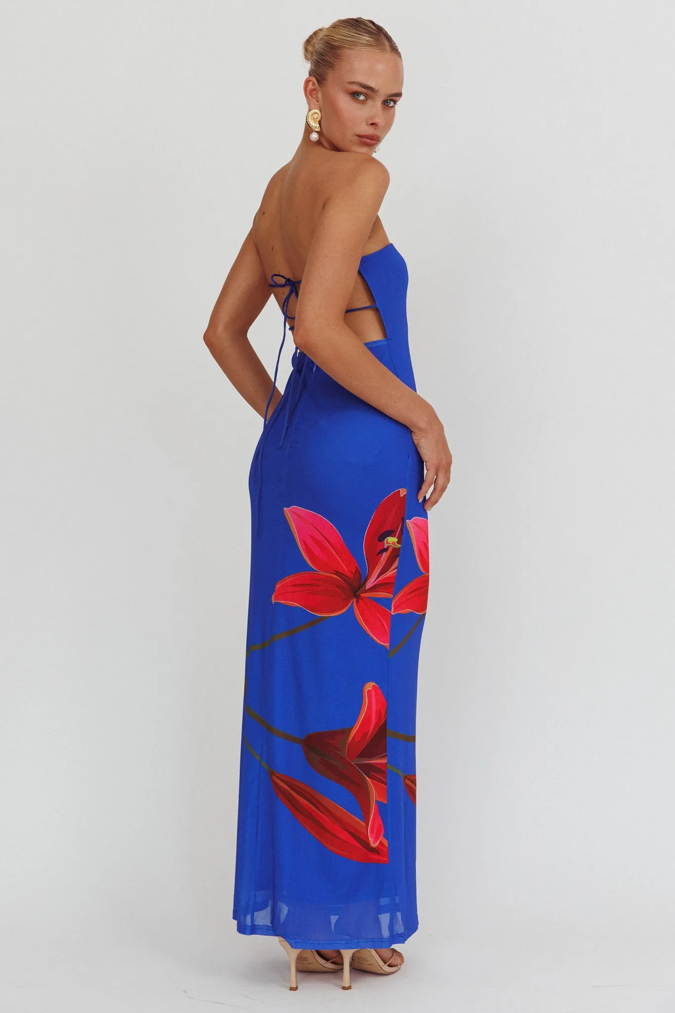 Iridian Strapless Floral Maxi Dress Blue sold by Selfie Leslie product image thumbnail 2
