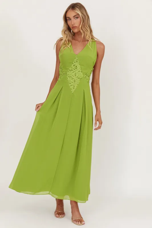 Wildflower Sun Applique Insert Maxi Dress Green sold by Selfie Leslie