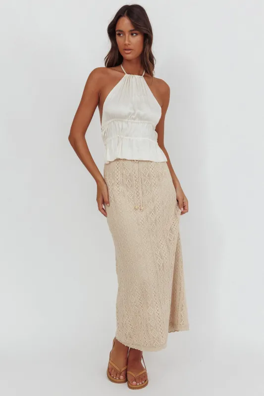 Days Away Crochet Lace Maxi Skirt Sand sold by Selfie Leslie