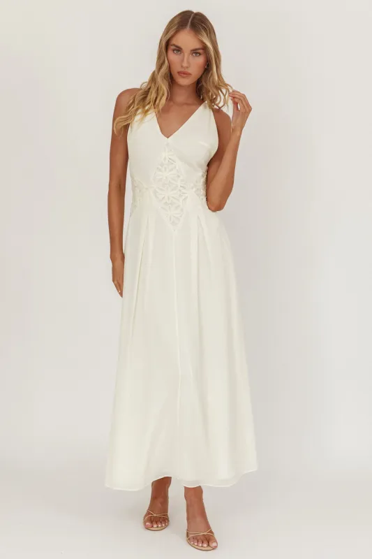 Wildflower Sun Applique Insert Maxi Dress Cream sold by Selfie Leslie