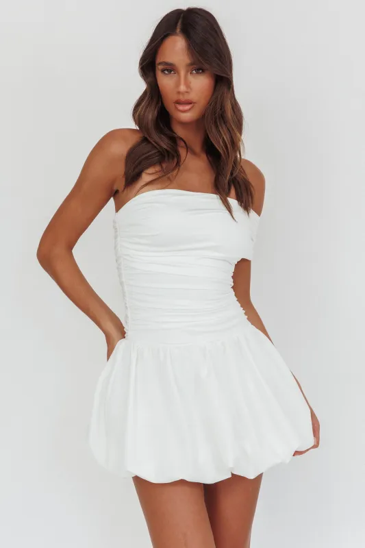 Dalayla One-Sleeve Balloon Skirt Mini Dress White sold by Selfie Leslie