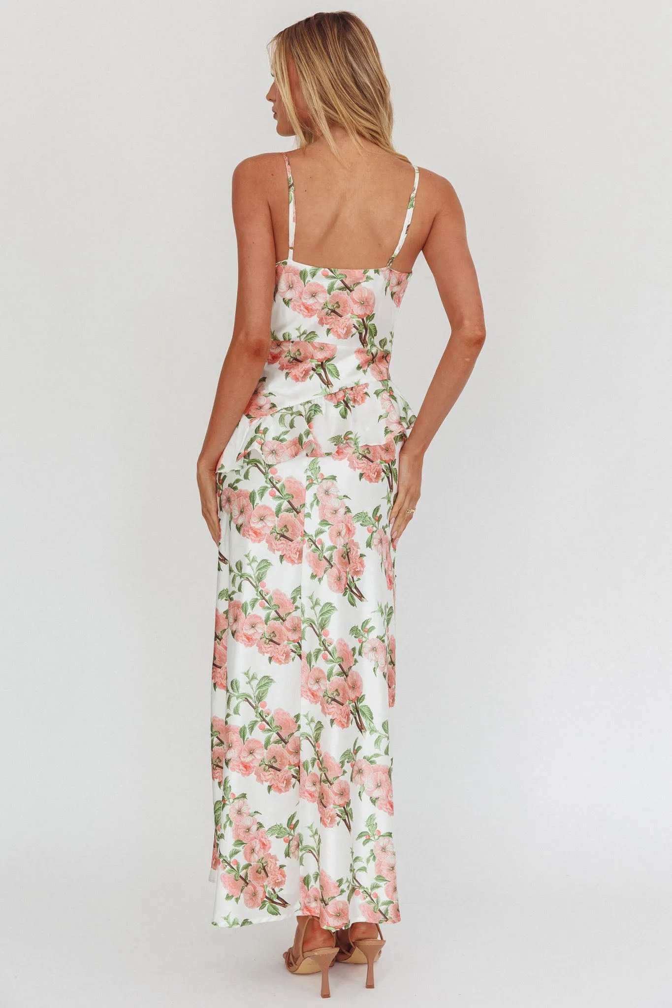 Jerica Ruffle Waist Maxi Dress Floral Blush sold by Selfie Leslie product image thumbnail 2