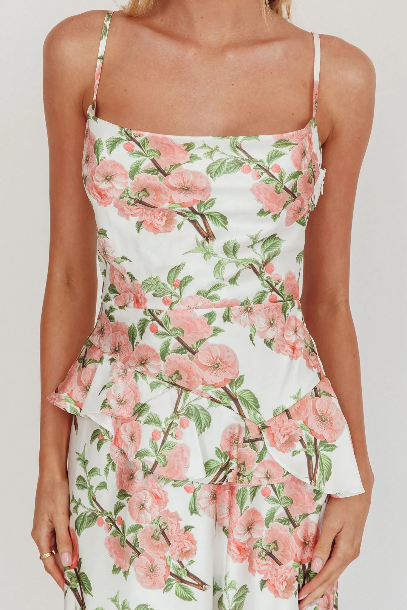 Jerica Ruffle Waist Maxi Dress Floral Blush sold by Selfie Leslie product image thumbnail 3