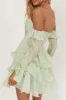 Giavana Off-Shoulder Layered Mini Dress Sage sold by Selfie Leslie