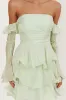 Giavana Off-Shoulder Layered Mini Dress Sage sold by Selfie Leslie