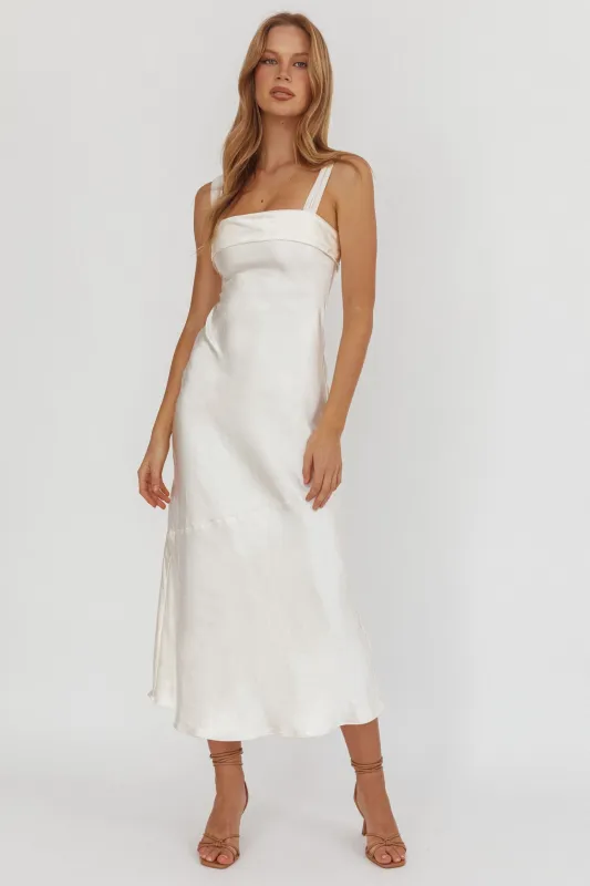 Carmel Shoulder Sash Midi Dress Oyster sold by Selfie Leslie