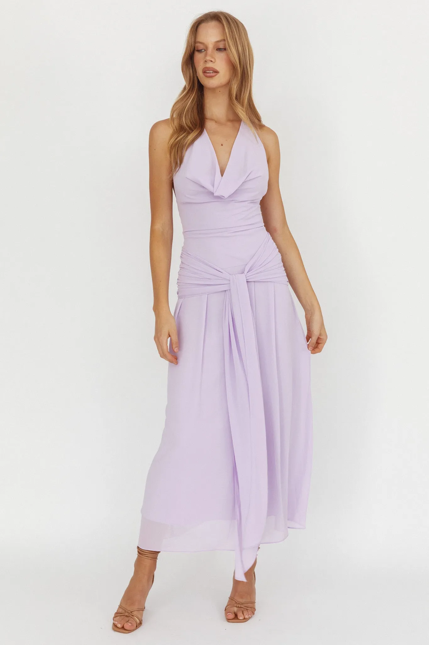 Maretha Cowl Halterneck Maxi Dress Lilac sold by Selfie Leslie product image thumbnail 5