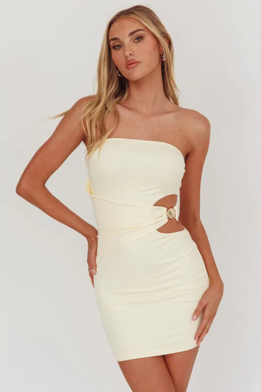 Ara Cut-Out Waist Mini Dress Butter sold by Selfie Leslie