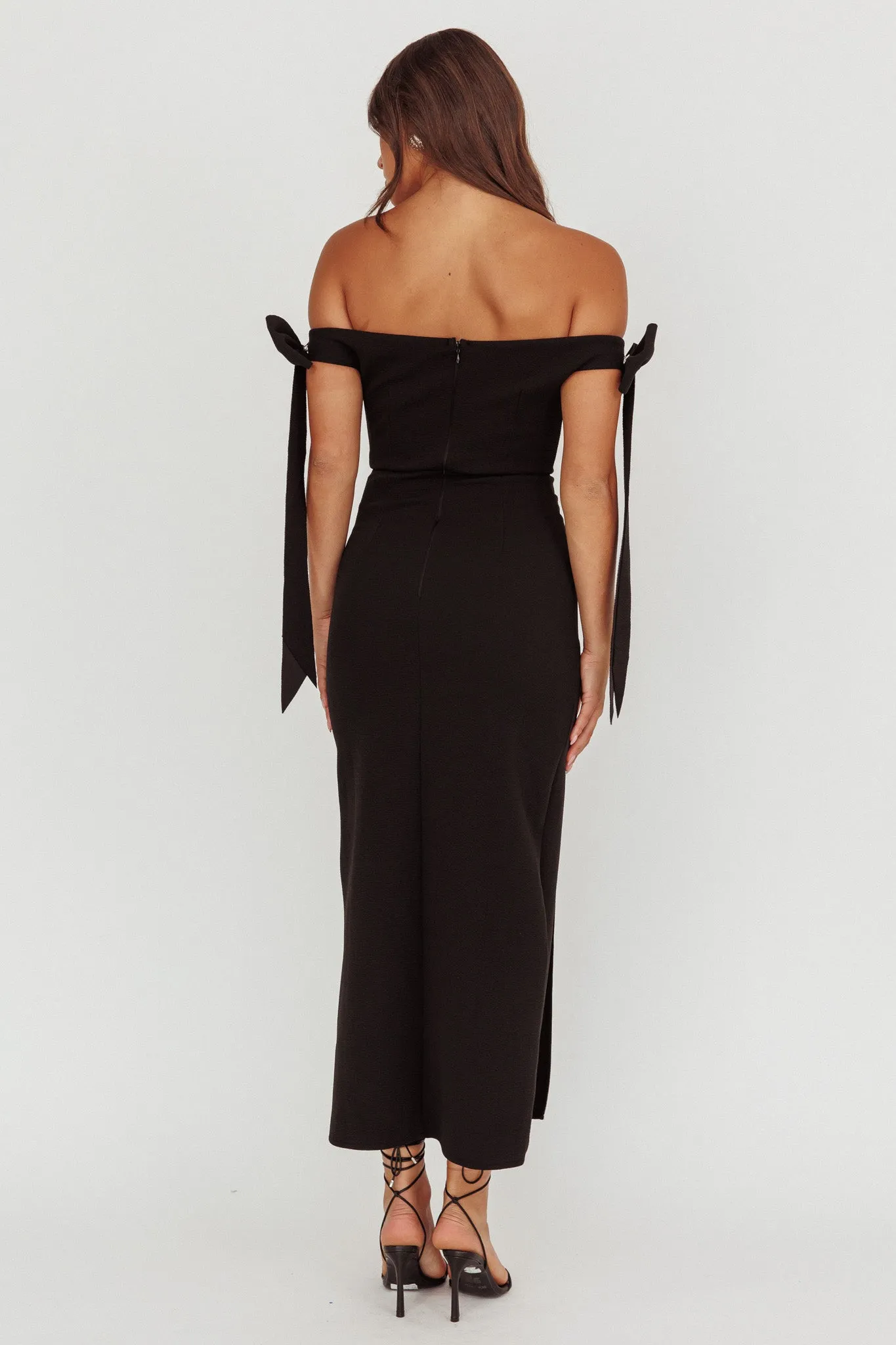 Have Faith Off-Shoulder Bow Sleeve Maxi Dress Black sold by Selfie Leslie product image thumbnail 3