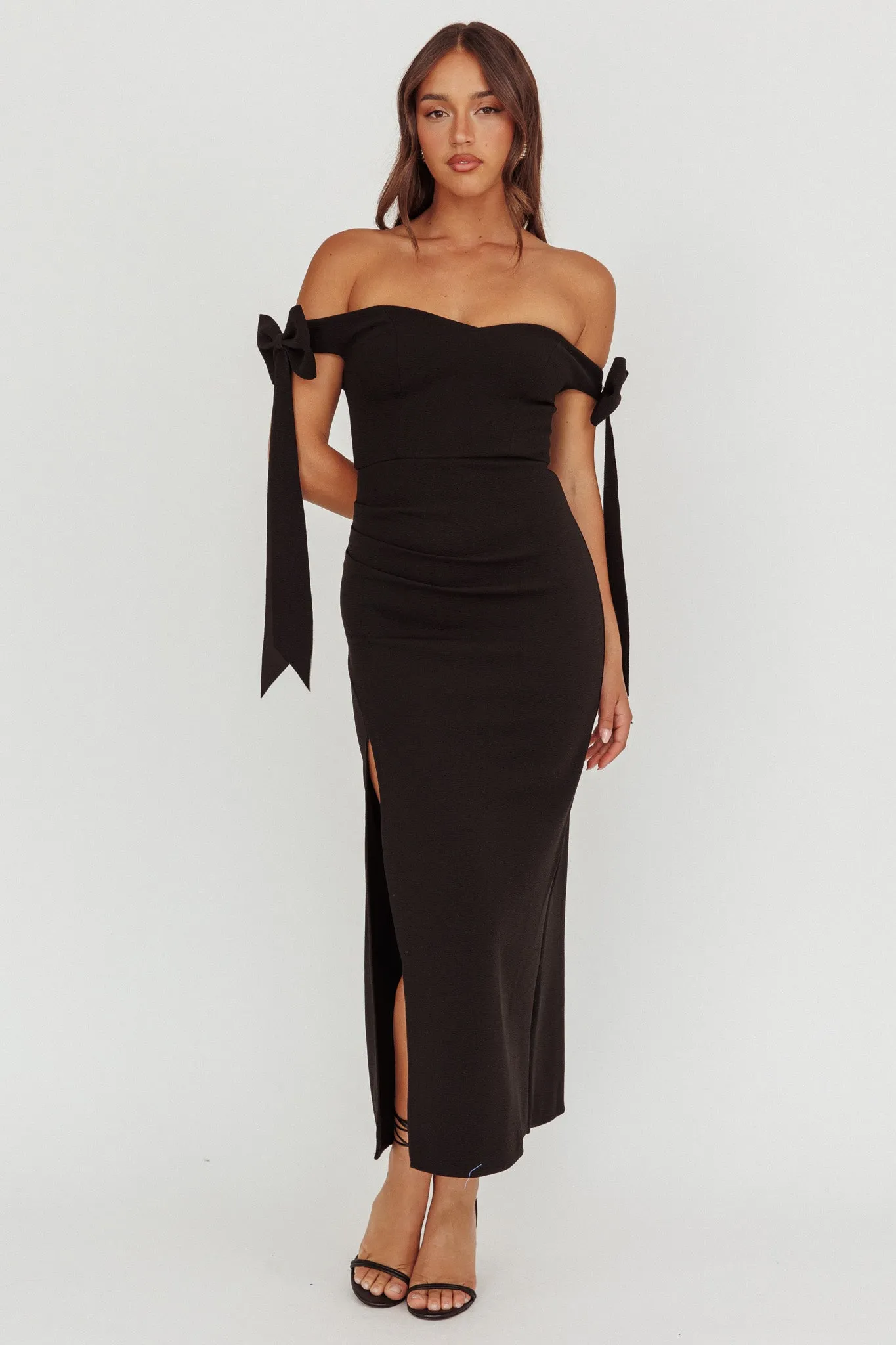 Have Faith Off-Shoulder Bow Sleeve Maxi Dress Black sold by Selfie Leslie product image thumbnail 5