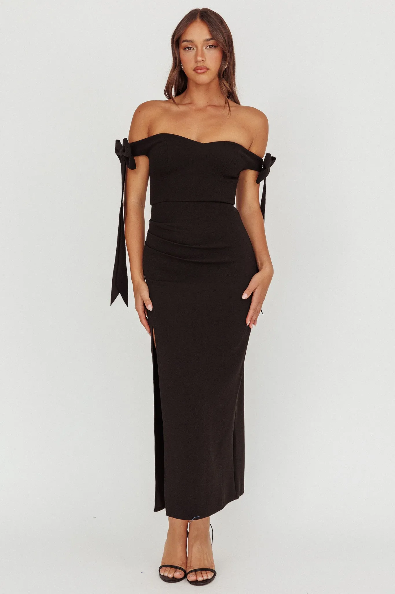 Have Faith Off-Shoulder Bow Sleeve Maxi Dress Black sold by Selfie Leslie product image thumbnail 2