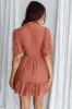 Secret Garden Puff Sleeve Smocked Bodice Dress Mocha sold by Selfie Leslie