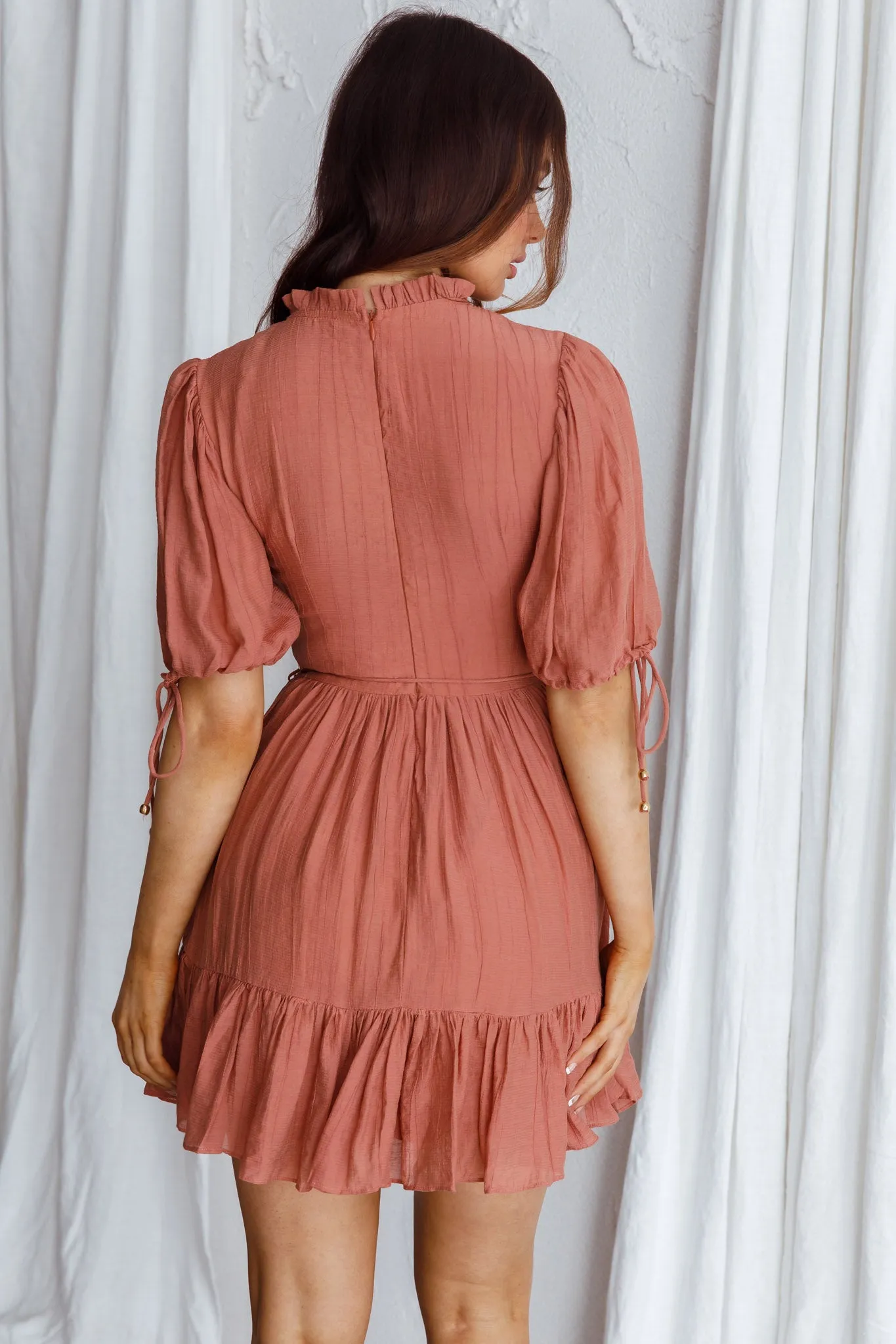 Secret Garden Puff Sleeve Smocked Bodice Dress Mocha sold by Selfie Leslie product image thumbnail 3