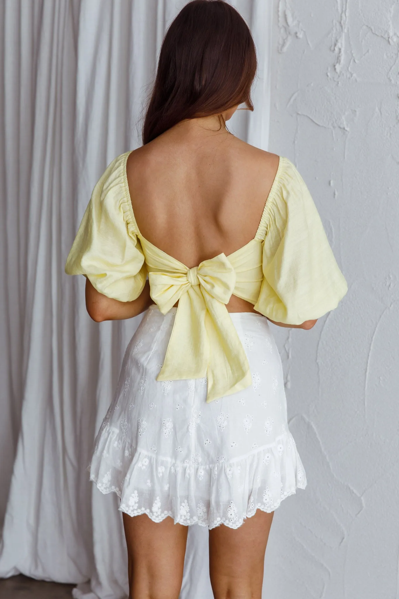 Alpha Tied Back Puff Sleeve Top Lemon sold by Selfie Leslie product image thumbnail 5