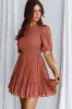 Secret Garden Puff Sleeve Smocked Bodice Dress Mocha sold by Selfie Leslie