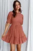 Secret Garden Puff Sleeve Smocked Bodice Dress Mocha sold by Selfie Leslie