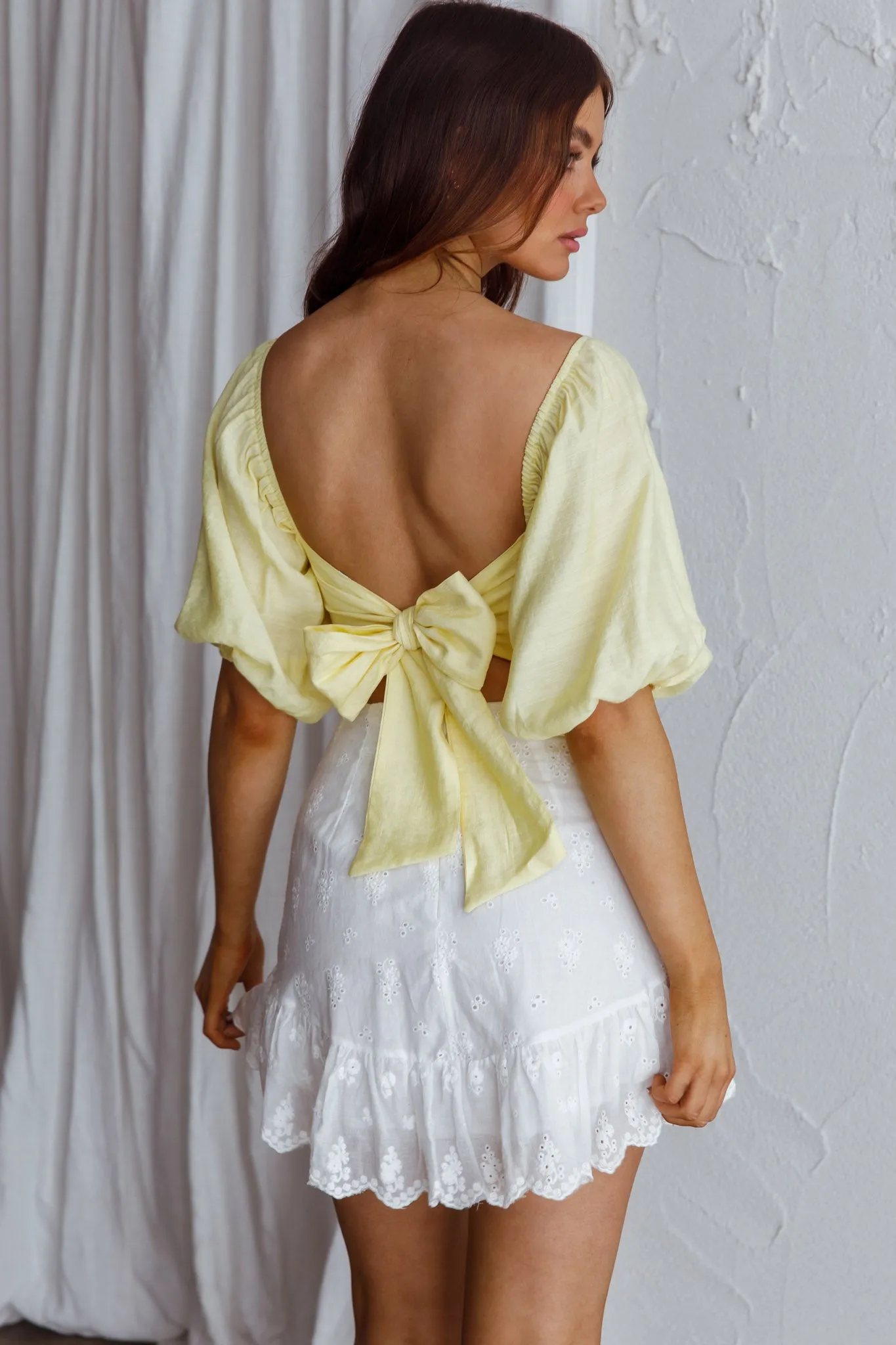 Alpha Tied Back Puff Sleeve Top Lemon sold by Selfie Leslie product image thumbnail 2