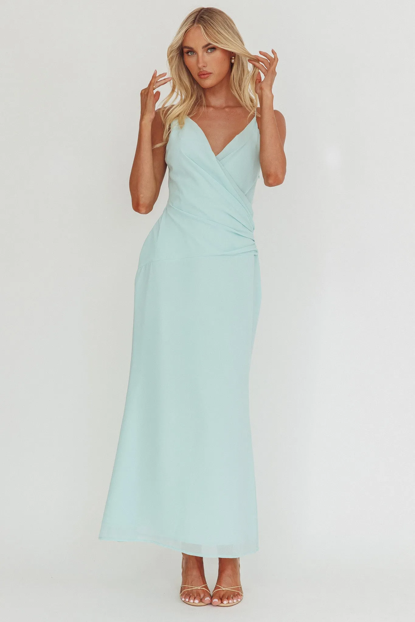 Lexxi Crossover Gathered Waist Maxi Dress Tiffany Blue sold by Selfie Leslie product image thumbnail 2