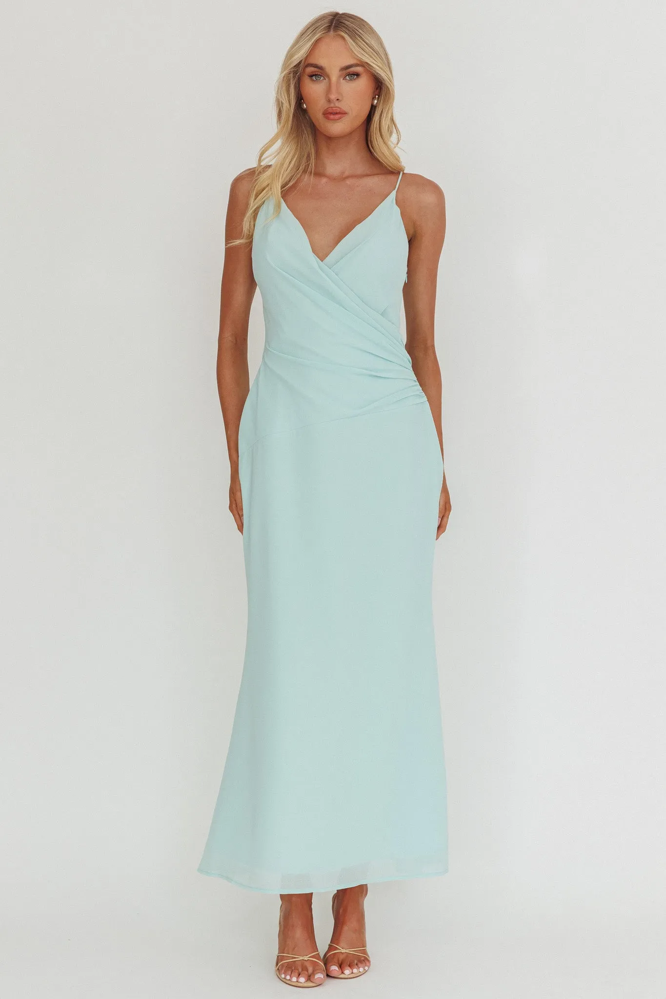 Lexxi Crossover Gathered Waist Maxi Dress Tiffany Blue sold by Selfie Leslie product image thumbnail 5