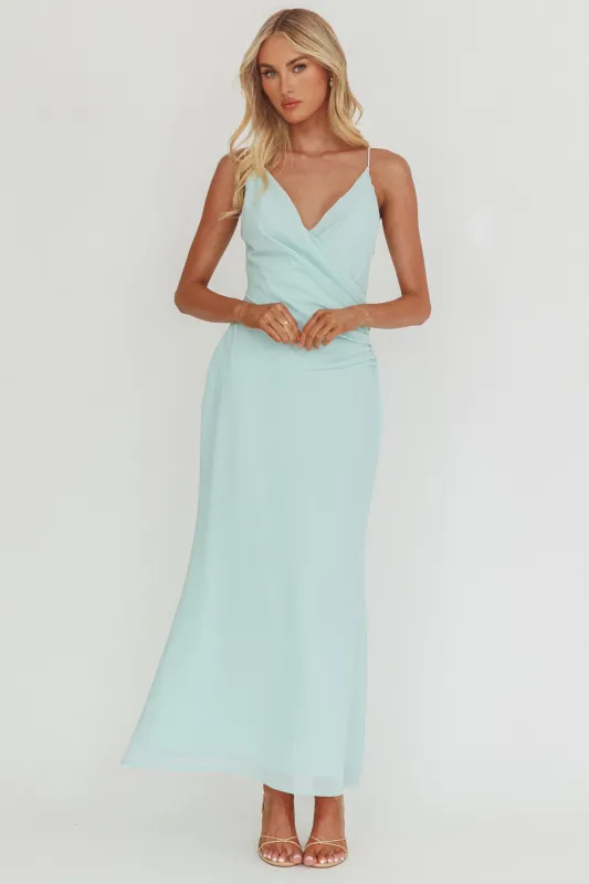 Lexxi Crossover Gathered Waist Maxi Dress Tiffany Blue sold by Selfie Leslie