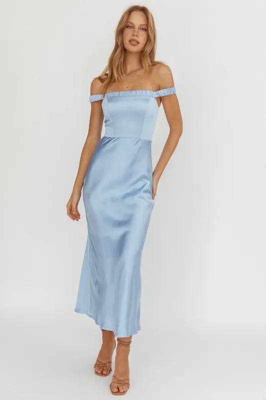 Cari Off-Shoulder Strap Maxi Dress Ice Blue sold by Selfie Leslie