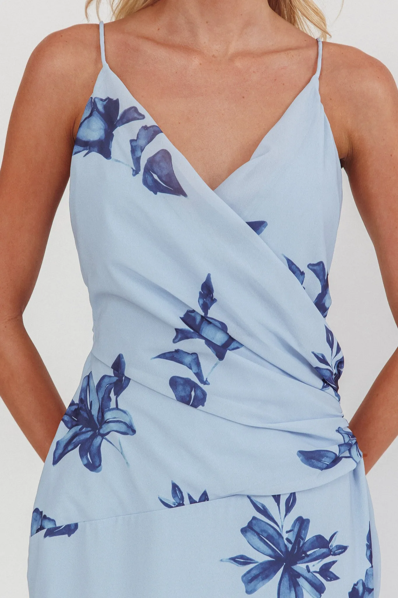 Lexxi Crossover Gathered Waist Maxi Dress Floral Blue sold by Selfie Leslie product image thumbnail 2