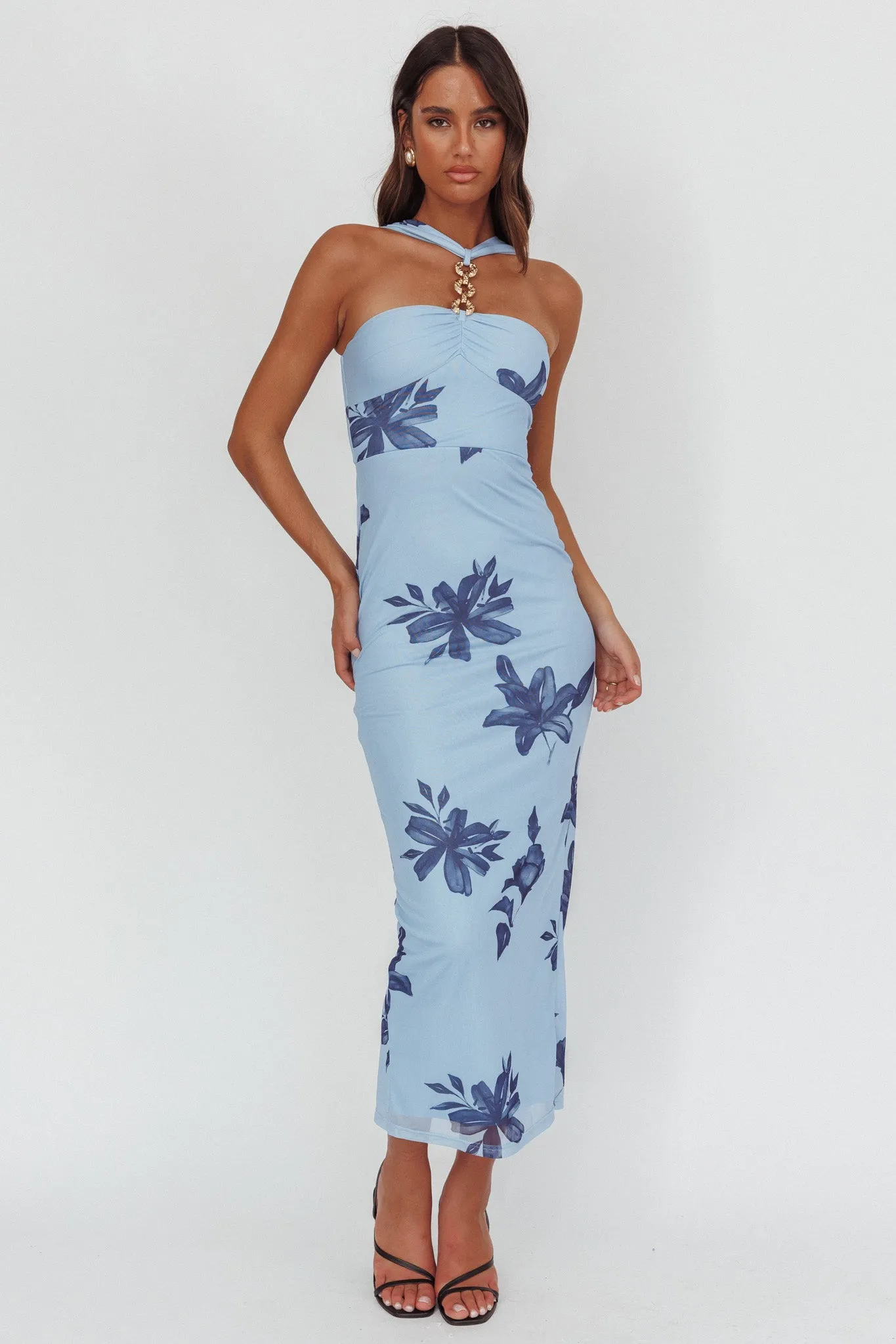 Maretha Gold Link Neckline Maxi Dress Lily Blue sold by Selfie Leslie product image thumbnail 5