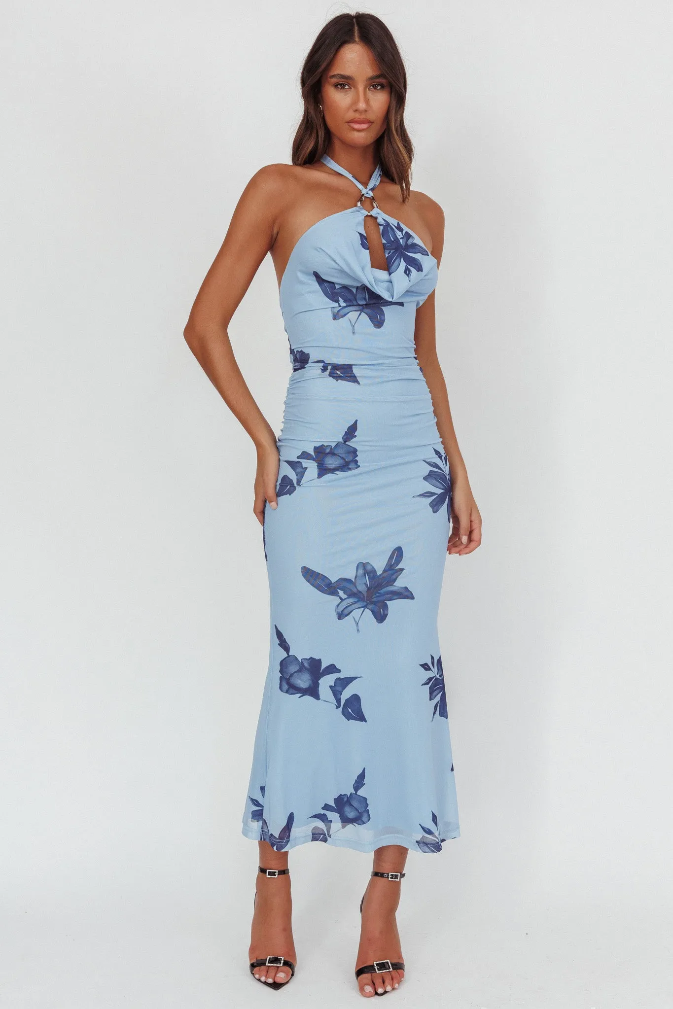 One Night Cowl Halterneck Maxi Dress Lily Blue sold by Selfie Leslie product image thumbnail 5