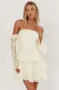 Giavana Off-Shoulder Layered Mini Dress Cream sold by Selfie Leslie