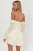 Giavana Off-Shoulder Layered Mini Dress Cream sold by Selfie Leslie