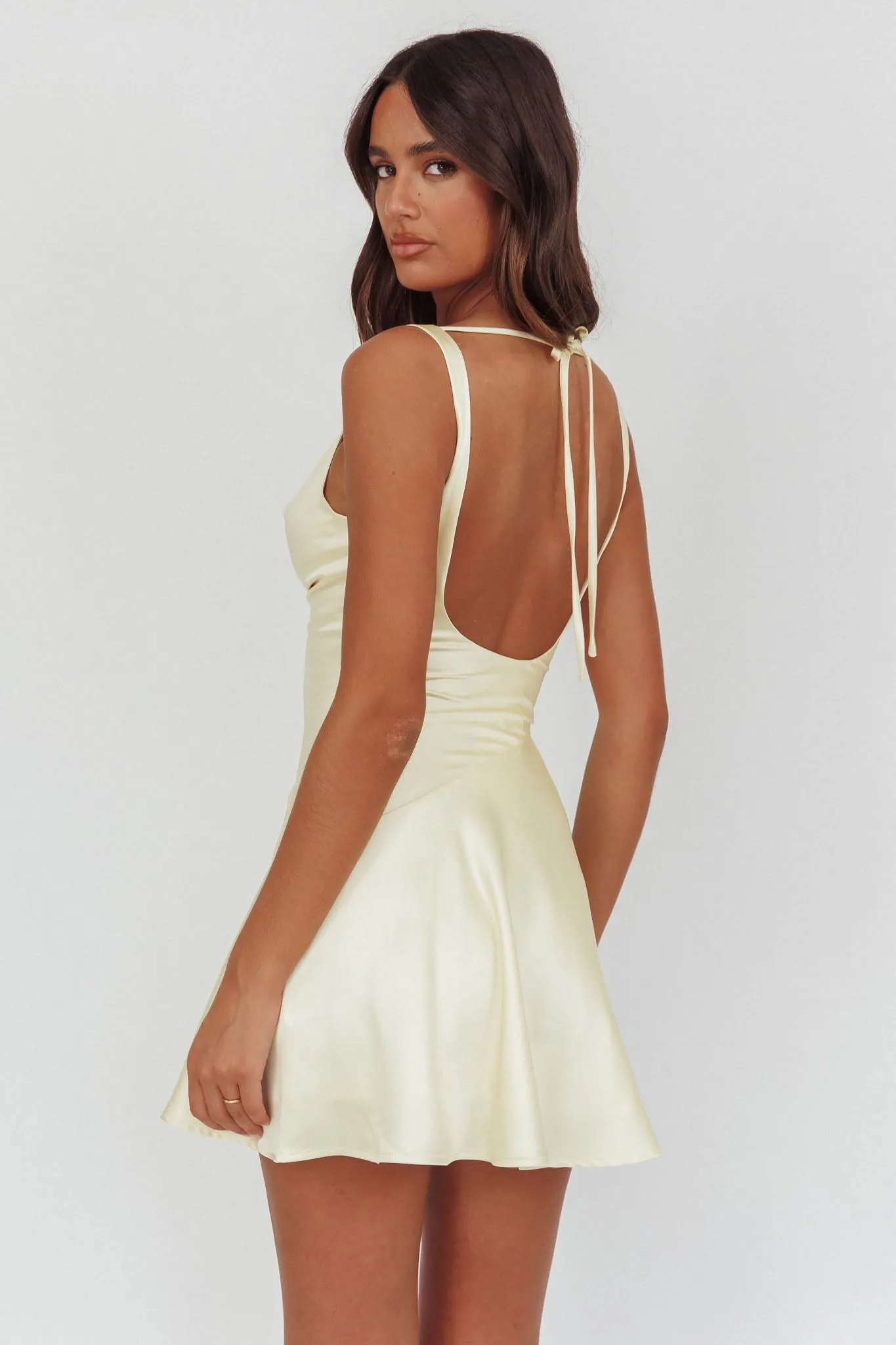 Brigid Cowl Neck Scoop Back Mini Dress Butter sold by Selfie Leslie product image thumbnail 2