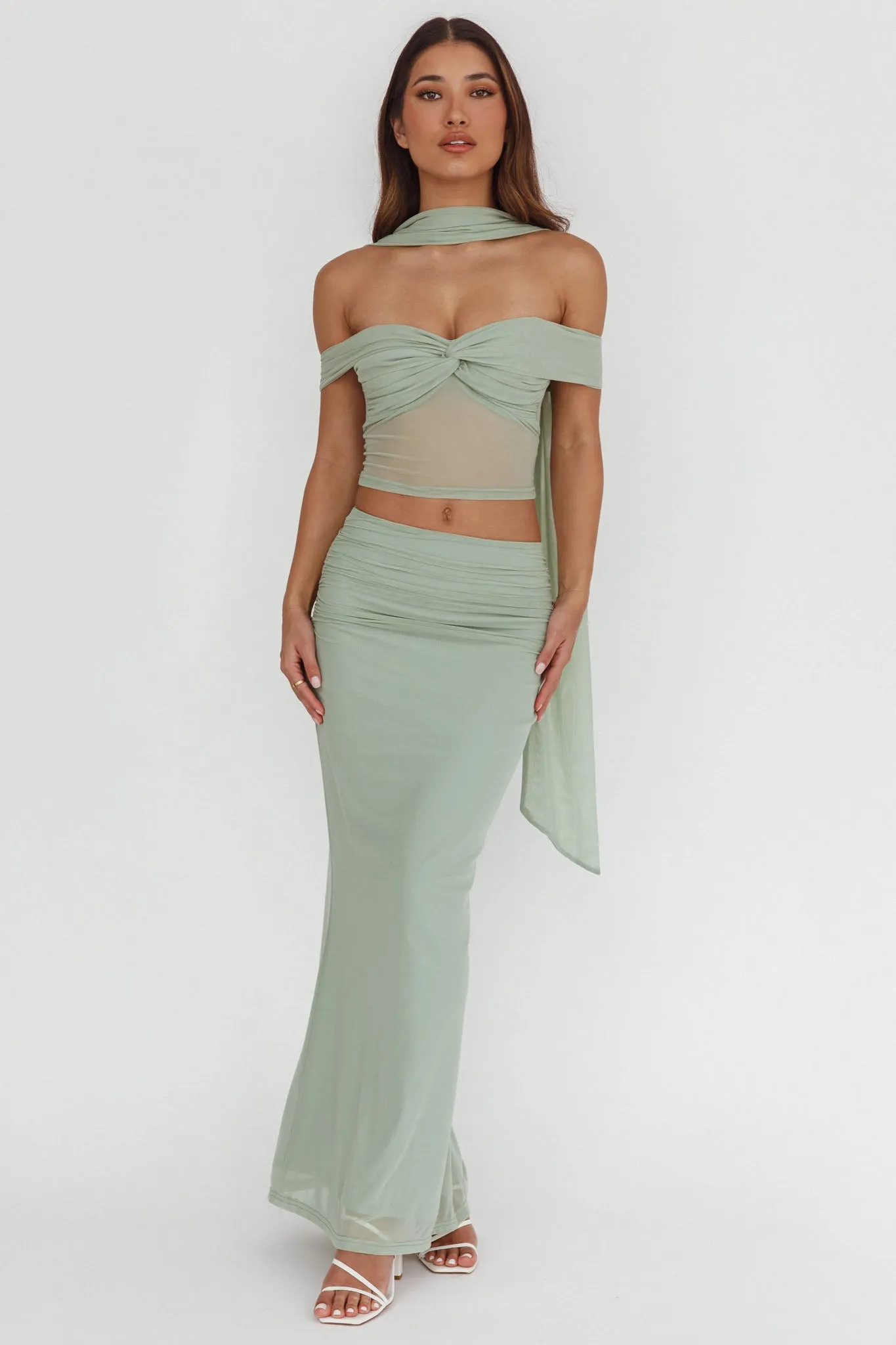 All The Lights Off-Shoulder Crop Top Sage sold by Selfie Leslie product image thumbnail 2