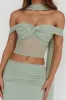 All The Lights Off-Shoulder Crop Top Sage sold by Selfie Leslie