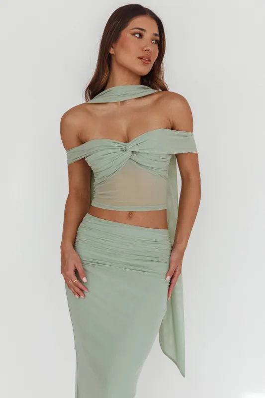 All The Lights Off-Shoulder Crop Top Sage sold by Selfie Leslie
