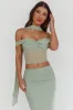 All The Lights Off-Shoulder Crop Top Sage sold by Selfie Leslie