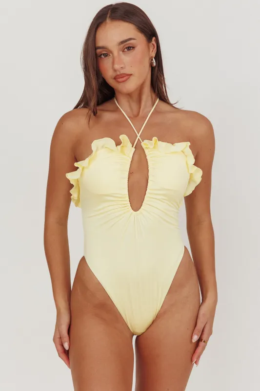 Georgia Frill Strap One Piece Swimsuit Butter sold by Selfie Leslie