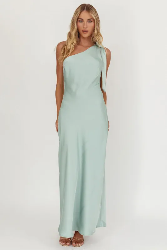 Robertah One-Shoulder Bow Maxi Dress Sage sold by Selfie Leslie