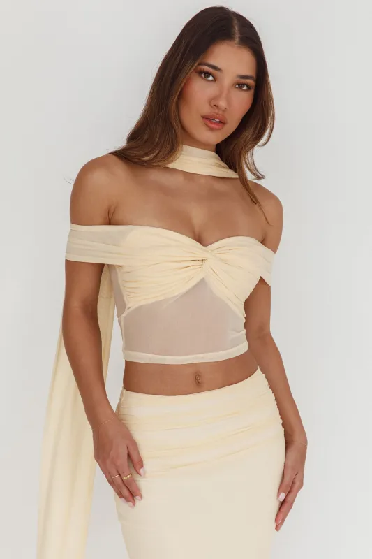 All The Lights Off-Shoulder Crop Top Cream sold by Selfie Leslie
