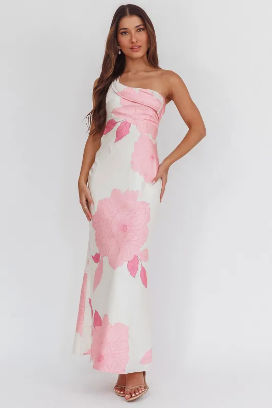 Carmel One-Shoulder Sash Maxi Dress Floral Butter sold by Selfie Leslie
