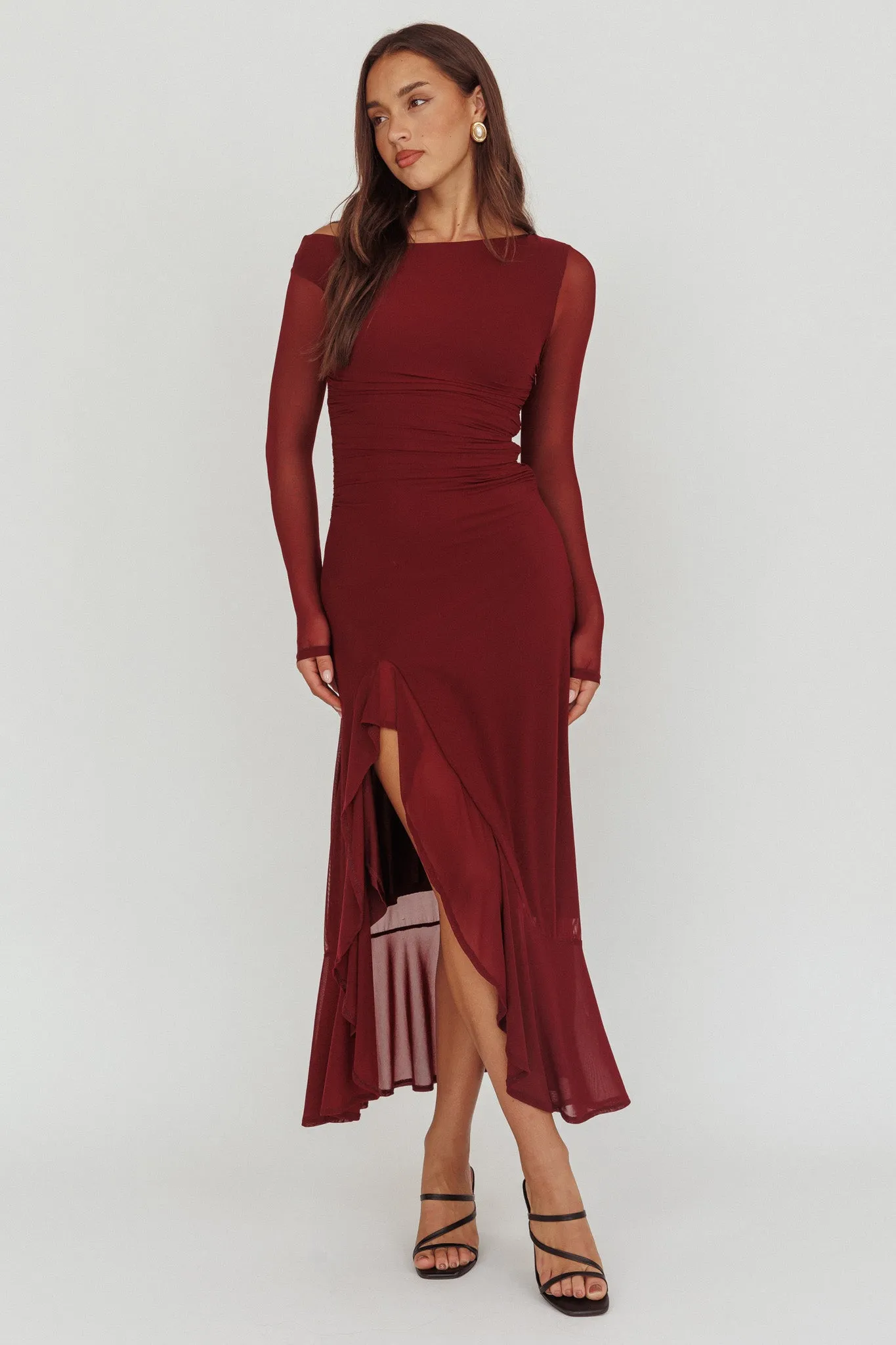 Moonlit Magic Long Sleeve Maxi Dress Wine sold by Selfie Leslie