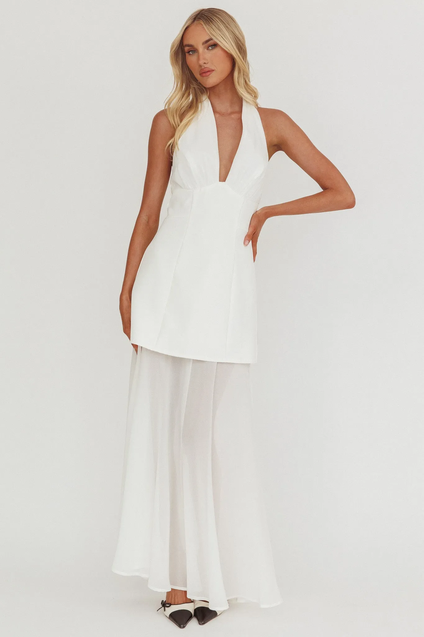 Opulent Halterneck Layered Maxi Dress White sold by Selfie Leslie product image thumbnail 4