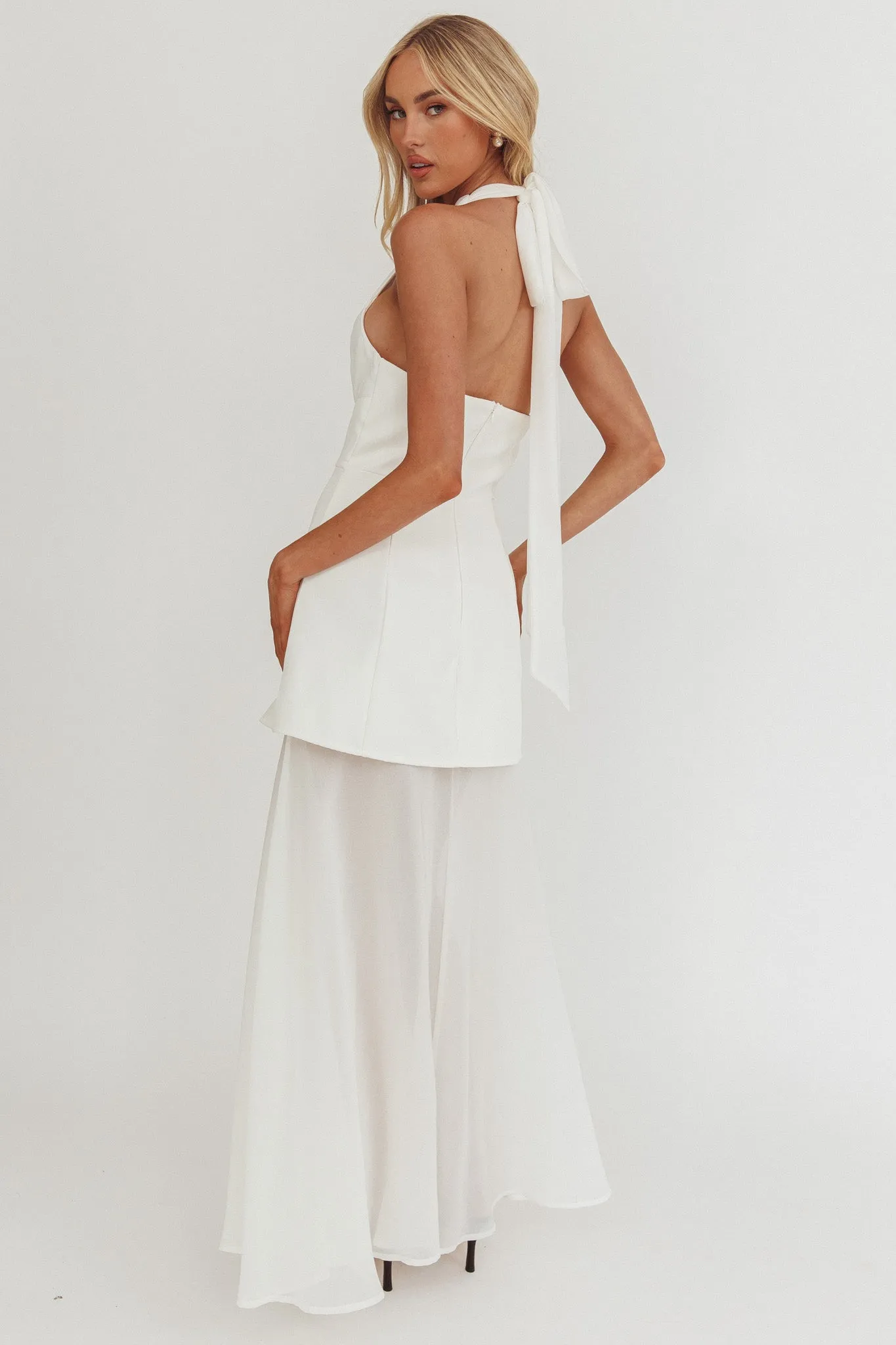 Opulent Halterneck Layered Maxi Dress White sold by Selfie Leslie product image thumbnail 2