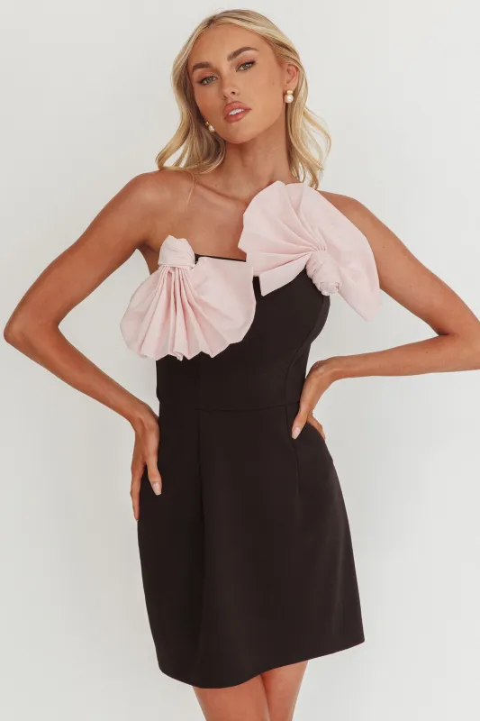 Viktoria Strapless Concertina Decoration Mini Dress Black sold by Selfie Leslie