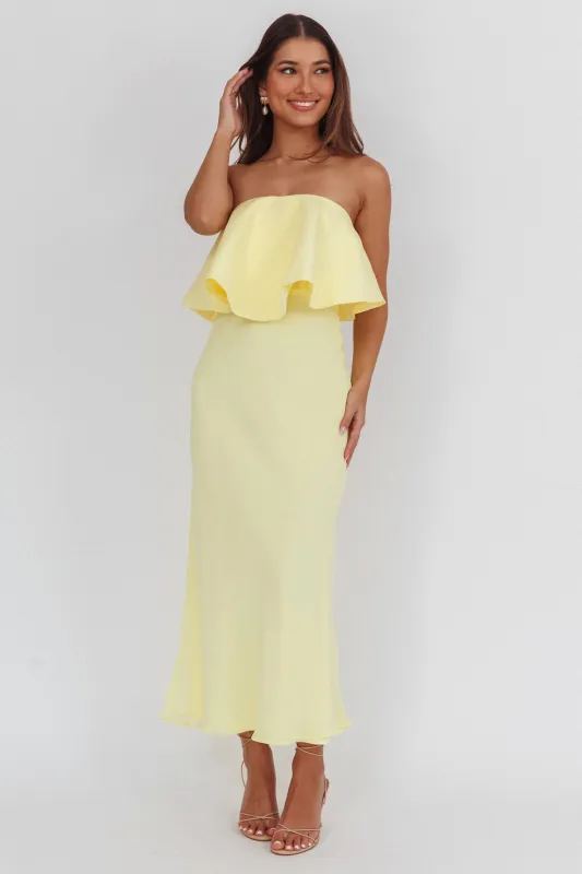 Nerina Strapless Ruffle Neckline Maxi Dress Panna Cotta sold by Selfie Leslie
