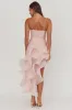 Charmayne Asymmetric Ruffle Trim Maxi Dress Pink sold by Selfie Leslie