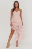 Charmayne Asymmetric Ruffle Trim Maxi Dress Pink sold by Selfie Leslie